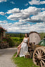 idyllic italian scenery, tuscan town and italian holidays. long romantic perfect summer dress
