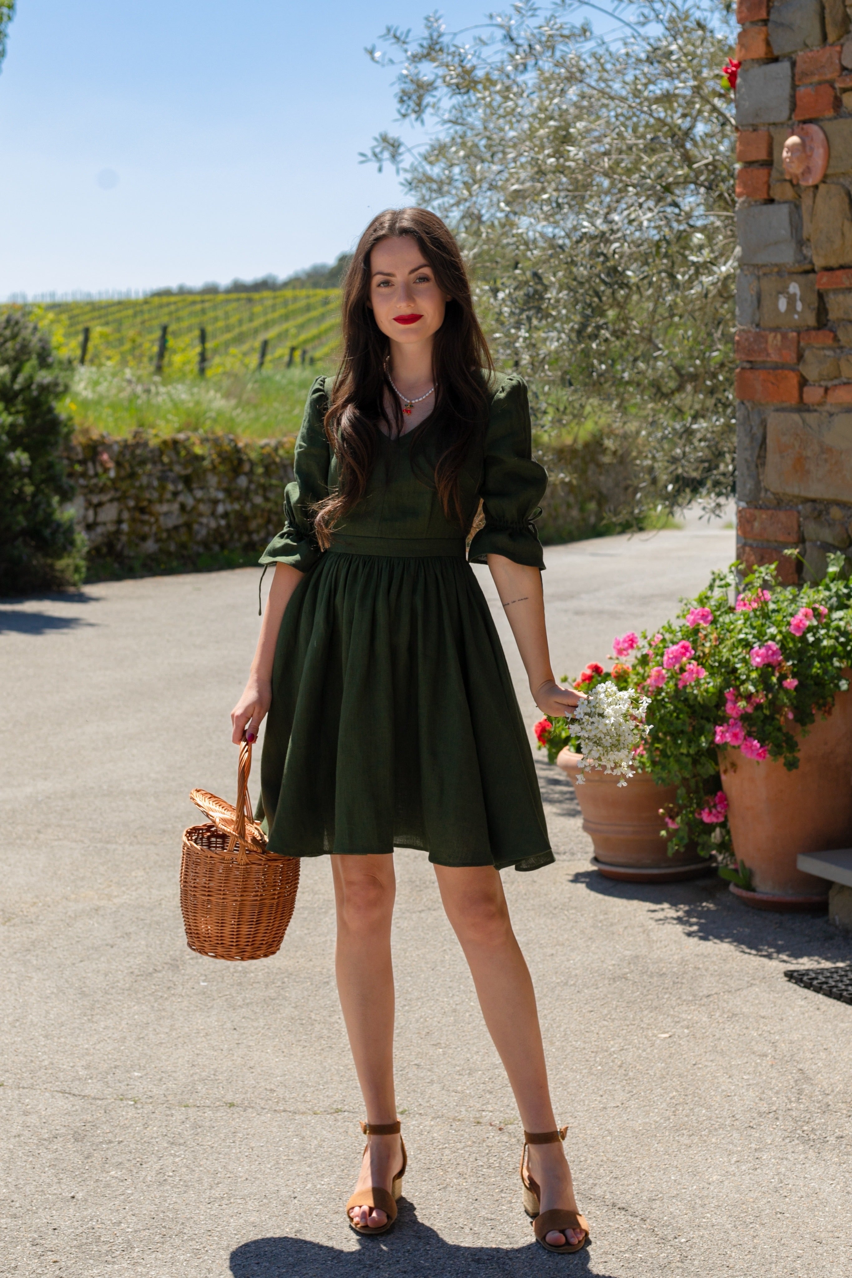Mary Dress - moss green colour BEDRA VINTAGE Mary Dress - moss green colour BEDRA VINTAGE