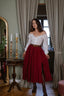 Ellie Burgundy Linen Midi Skirt