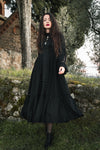 black boho lace and ruffle dress 