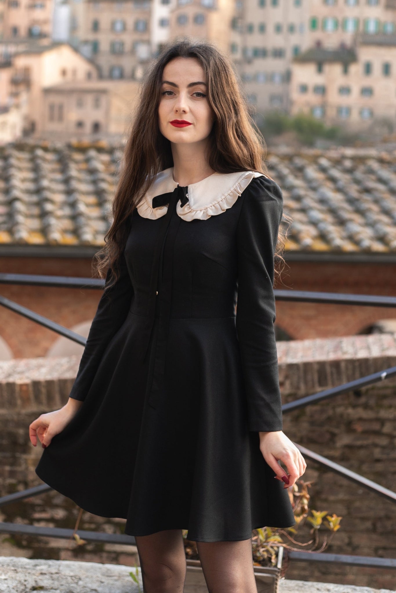 COS The Appliquéd Wool Dress in BLACK | Endource