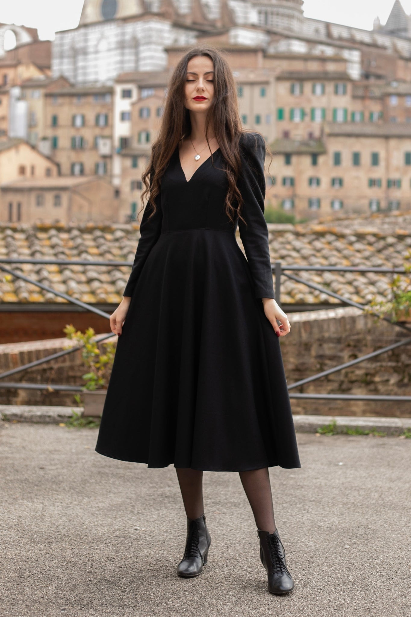 COS Power-shoulder Merino Wool Maxi Dress in Black | Lyst