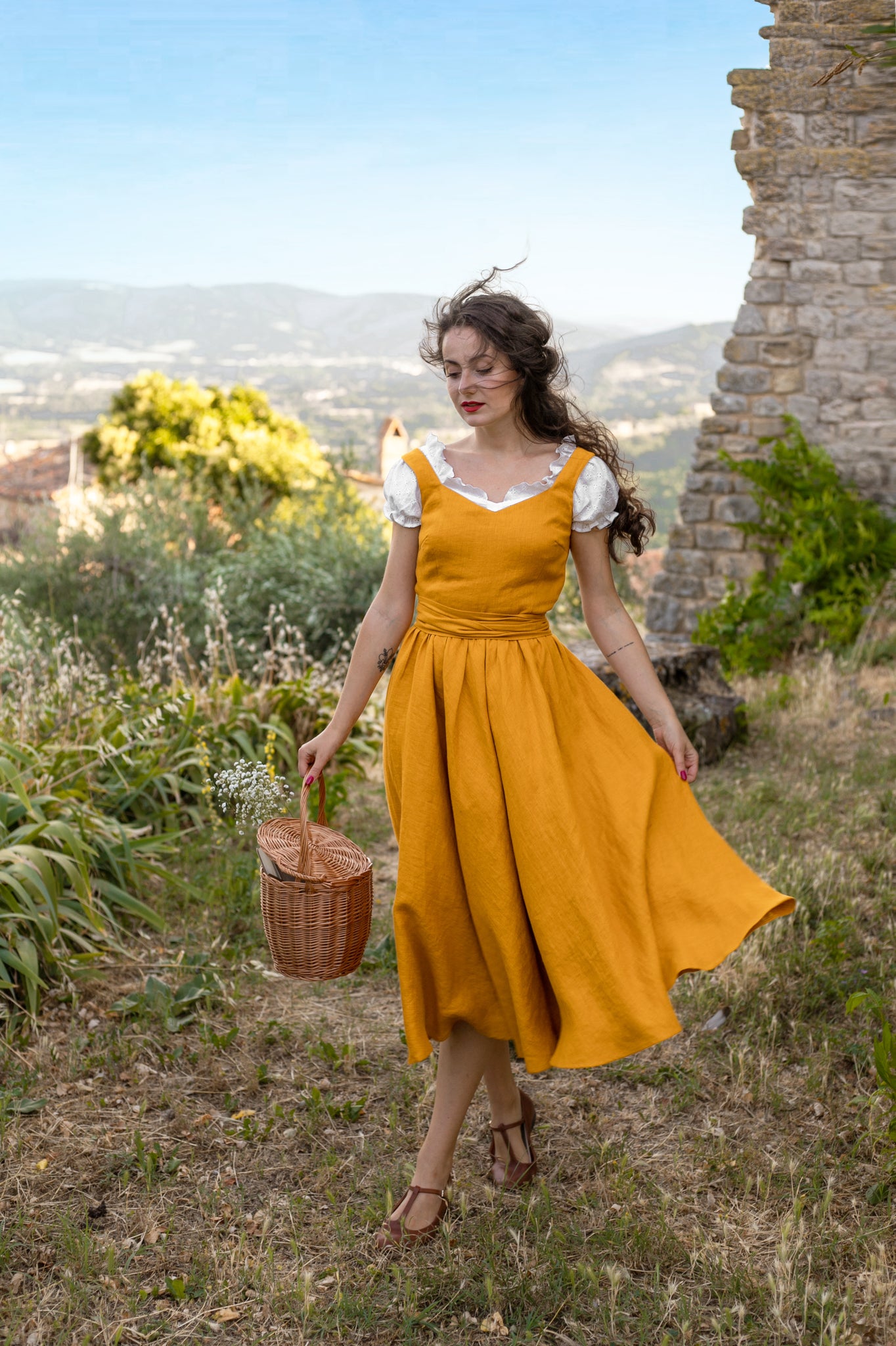 ANDALUSIA dress, Marigold Yellow - BEDRA VINTAGE 