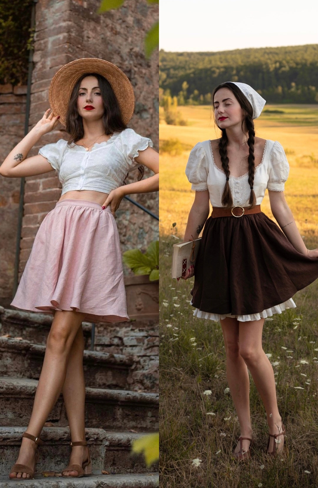 Melody skirt - pink/brown color - BEDRA VINTAGE 