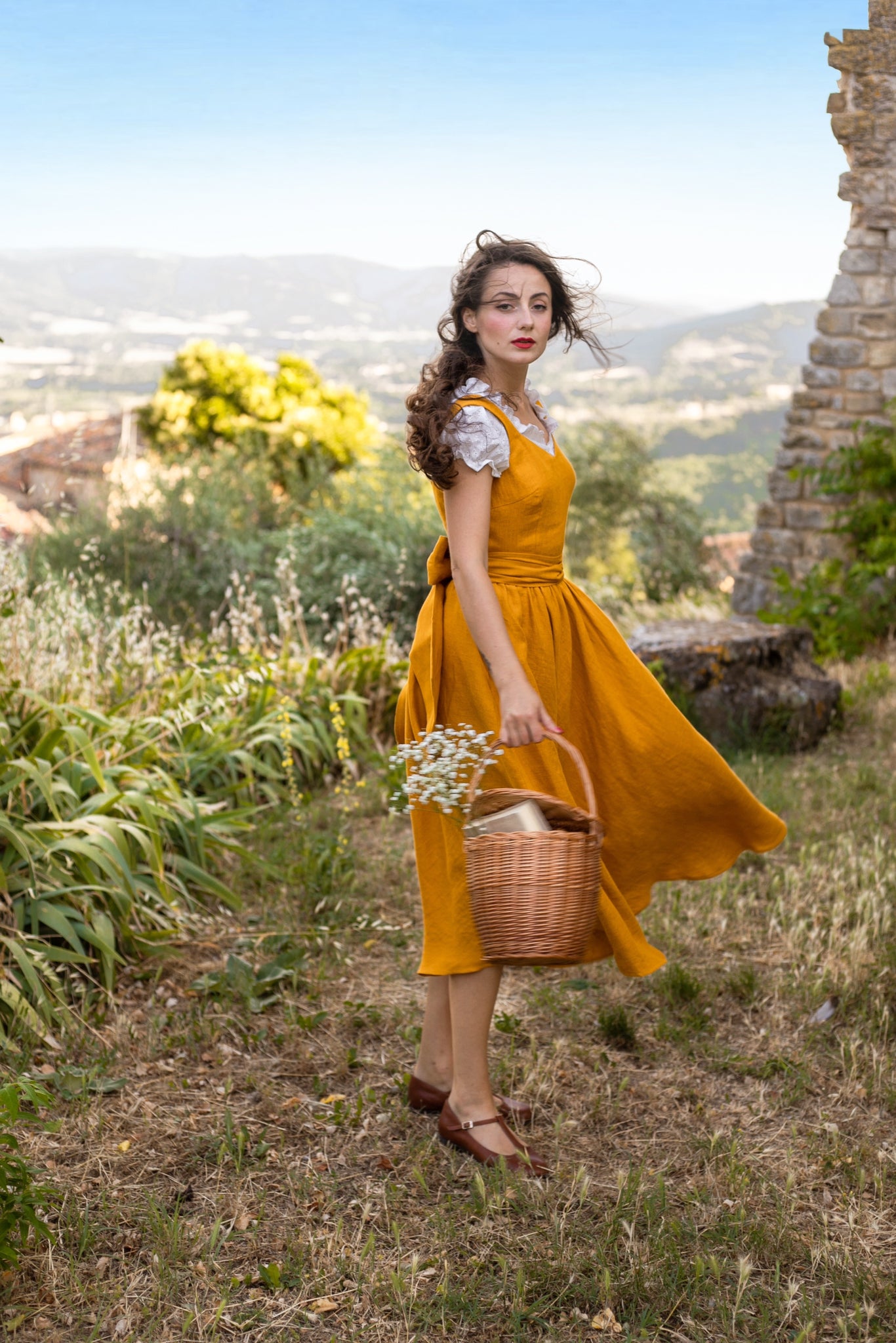ANDALUSIA dress, Marigold Yellow - BEDRA VINTAGE 